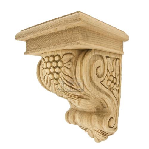 Hafele 9" Tall Hand Carved Wooden Corbel in Red Oak